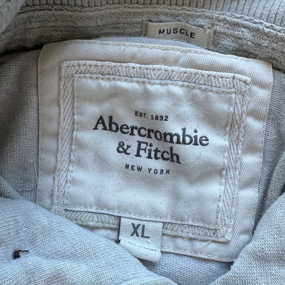 Abercrombie & Fitch Mens XL Muscle Fit Mock Neck Henley Pullover Gray ADK NY - Picture 3 of 4